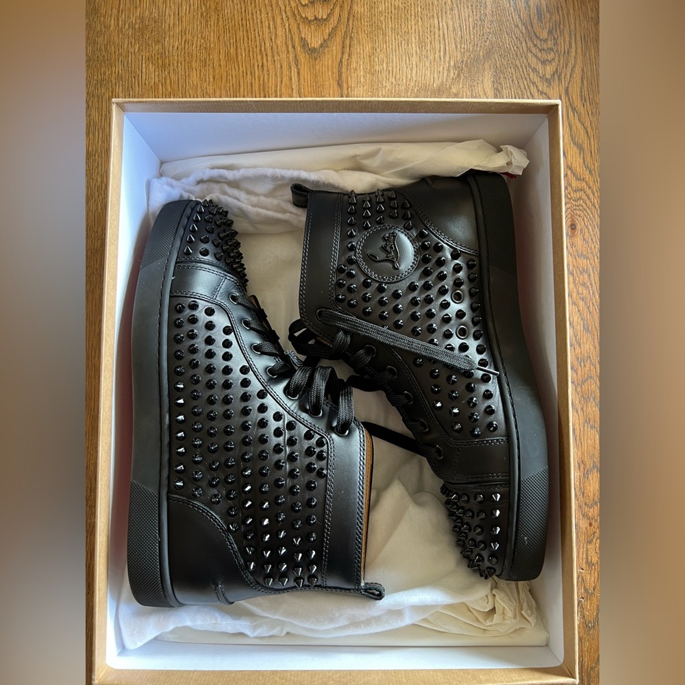 Christian Louboutin Black Orlando Flat Spiked Sneakers